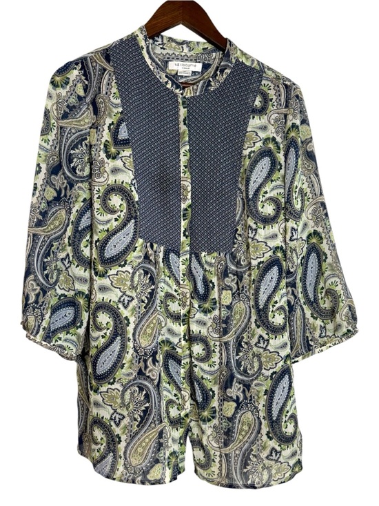 Liz Claiborne Tops - Liz Claiborne Paisley Button-Front Tunic Blouse 3/4 Sleeve Semi-Sheer 1X